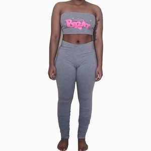 Gray “BRAT” 💗 Bandeau/Tube Top